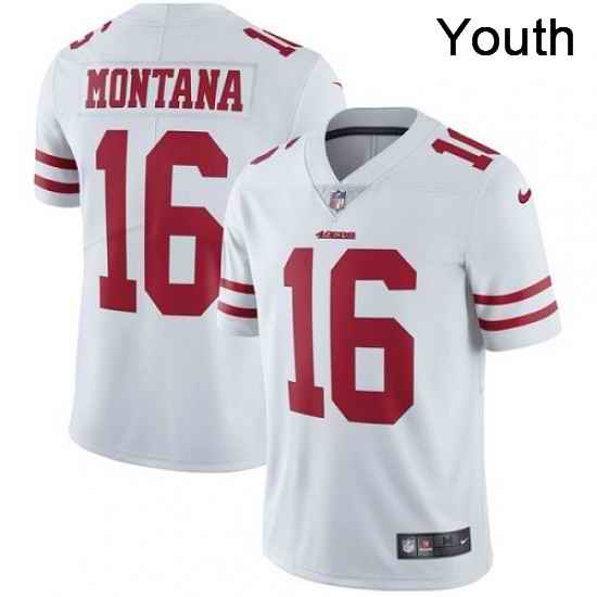Youth Nike San Francisco 49ers 16 Joe Montana Elite White NFL Jersey